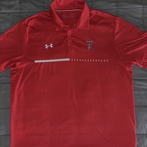 Texas Tech Red Raiders Under Armour Shirt Mens Large Red Polo NCAA College